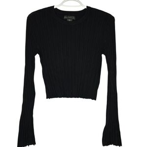 House of Harlow 1960 Black Ribbed Crop Long Bell Sleeves Small Witchy Gothcore
